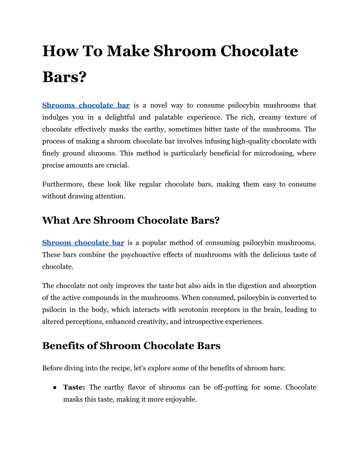 how to make shroom chocolate