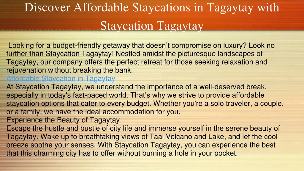 discover affordable staycations in tagaytay with 1