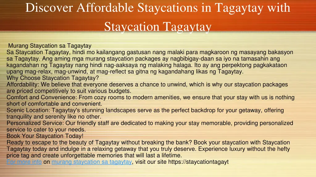 discover affordable staycations in tagaytay with 2