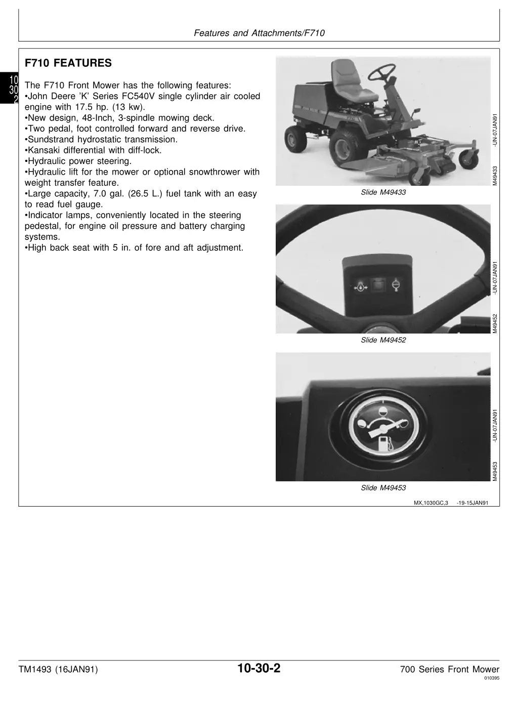 features and attachments f710