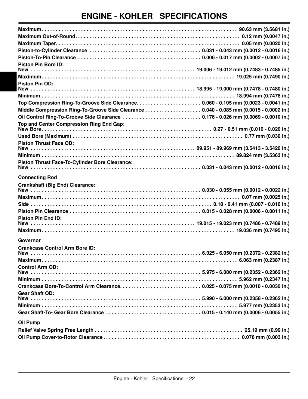 engine kohler specifications 3