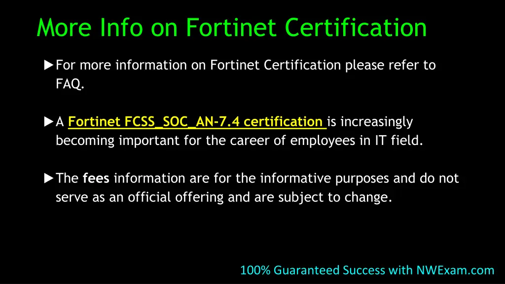 more info on fortinet certification