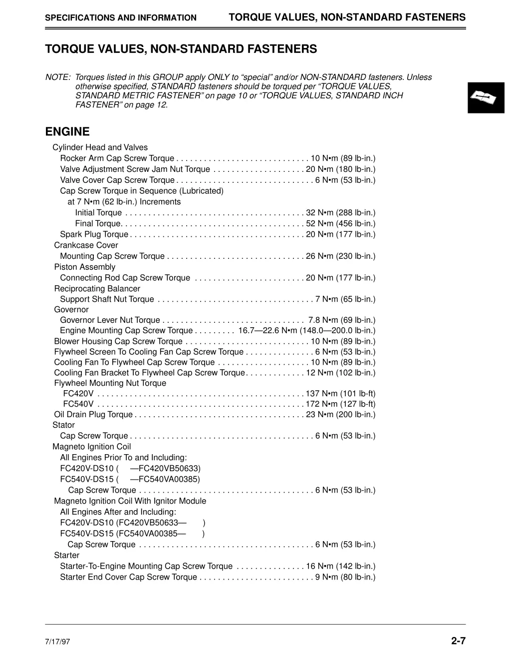 torque values non standard fasteners