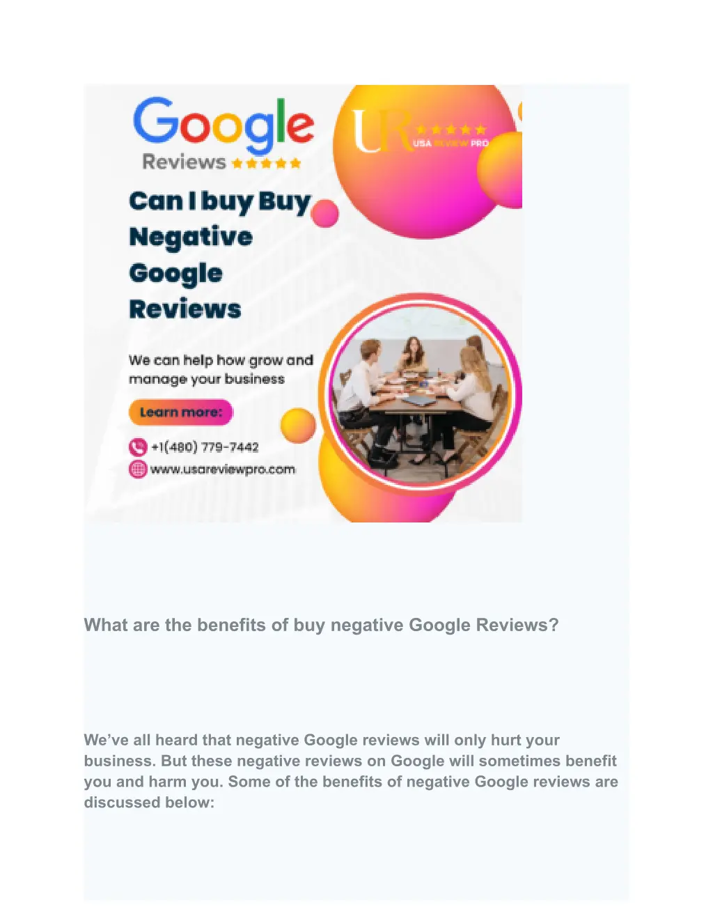 what are the benefits of buy negative google
