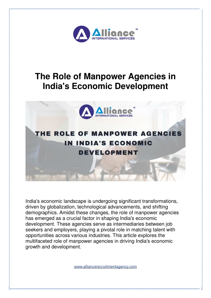 the role of manpower agencies in india s economic