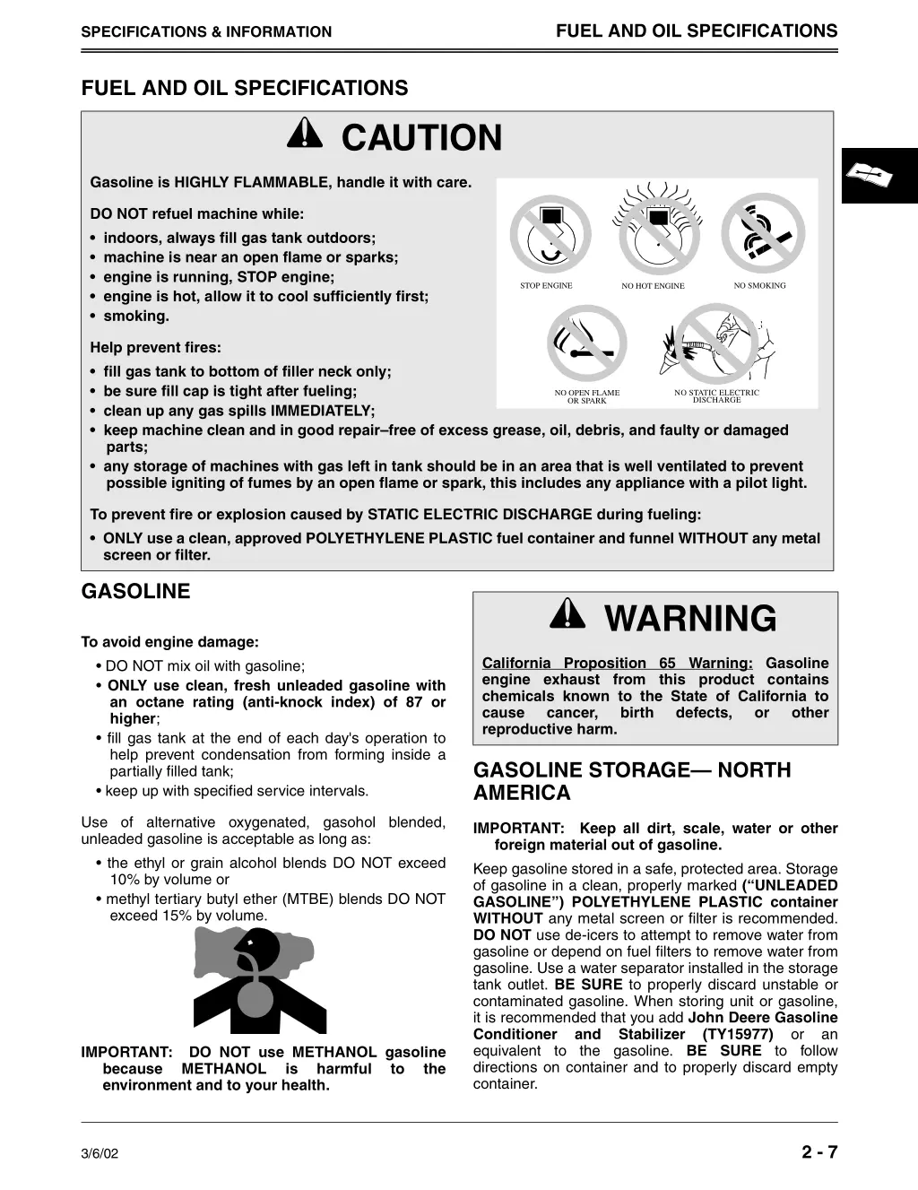 fuel and oil specifications