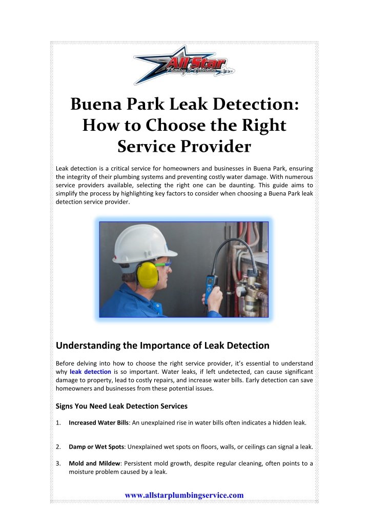 buena park leak detection how to choose the right