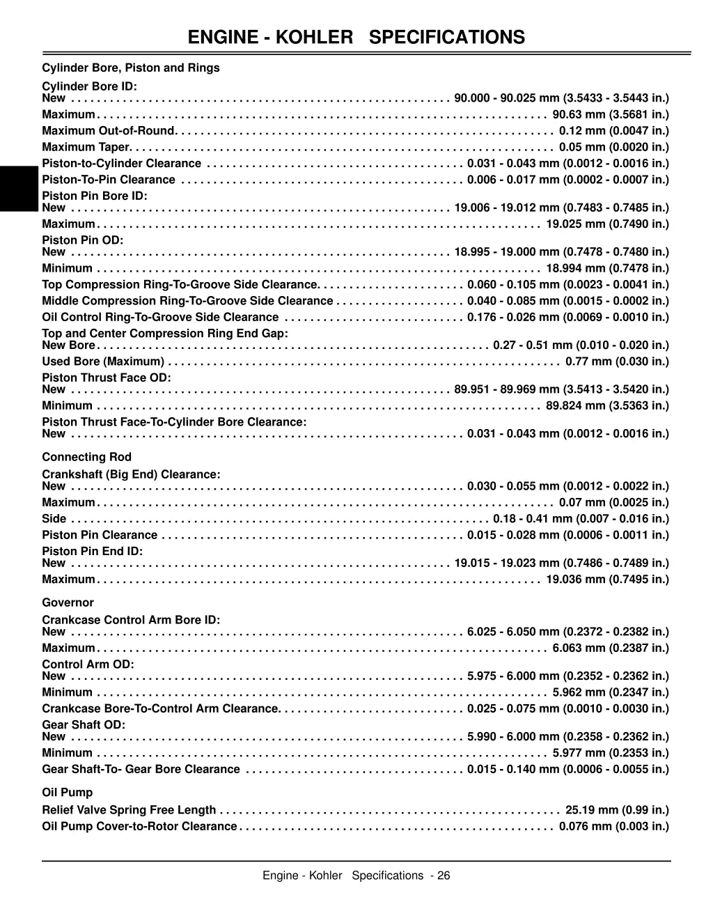 engine kohler specifications 3