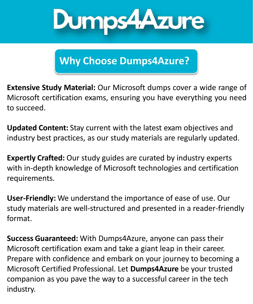 why choose dumps4azure