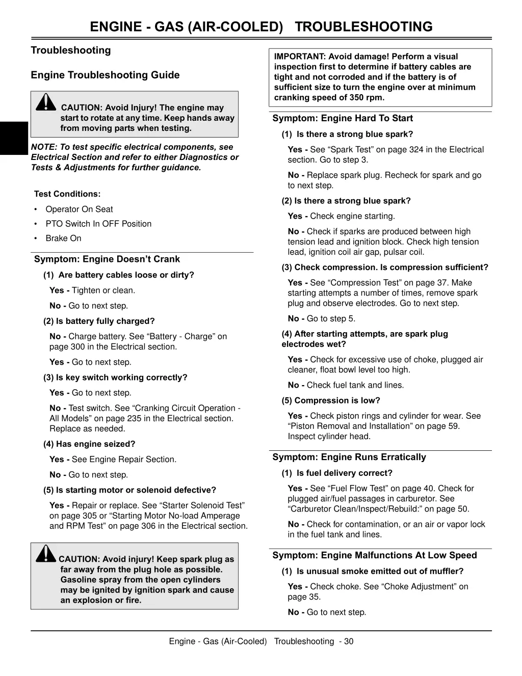 engine gas air cooled troubleshooting