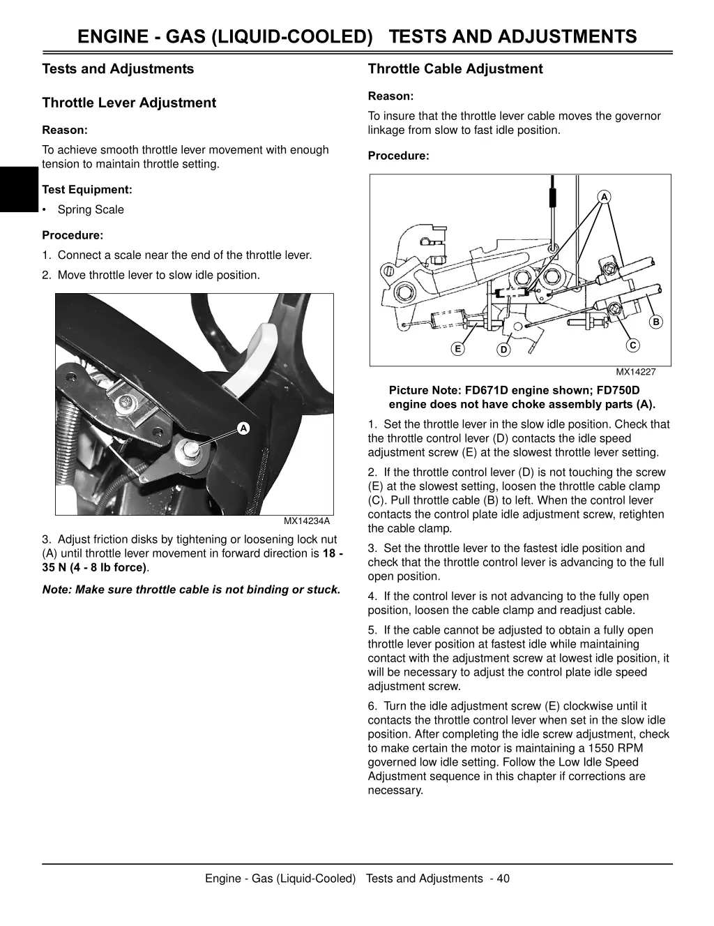 engine gas liquid cooled tests and adjustments