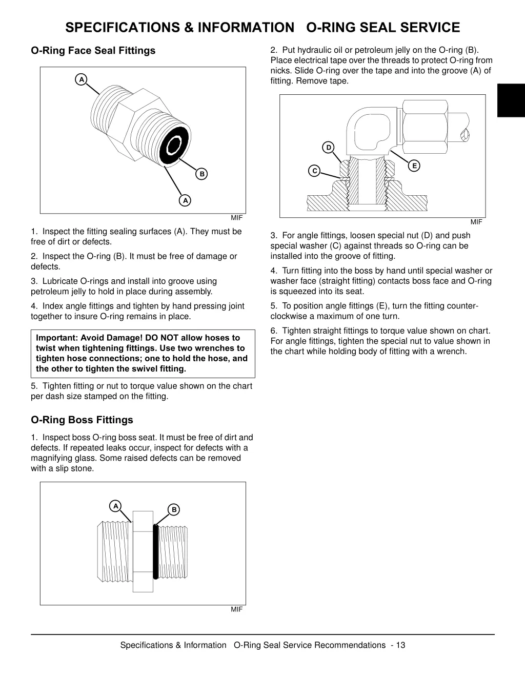 specifications information o ring seal service 2