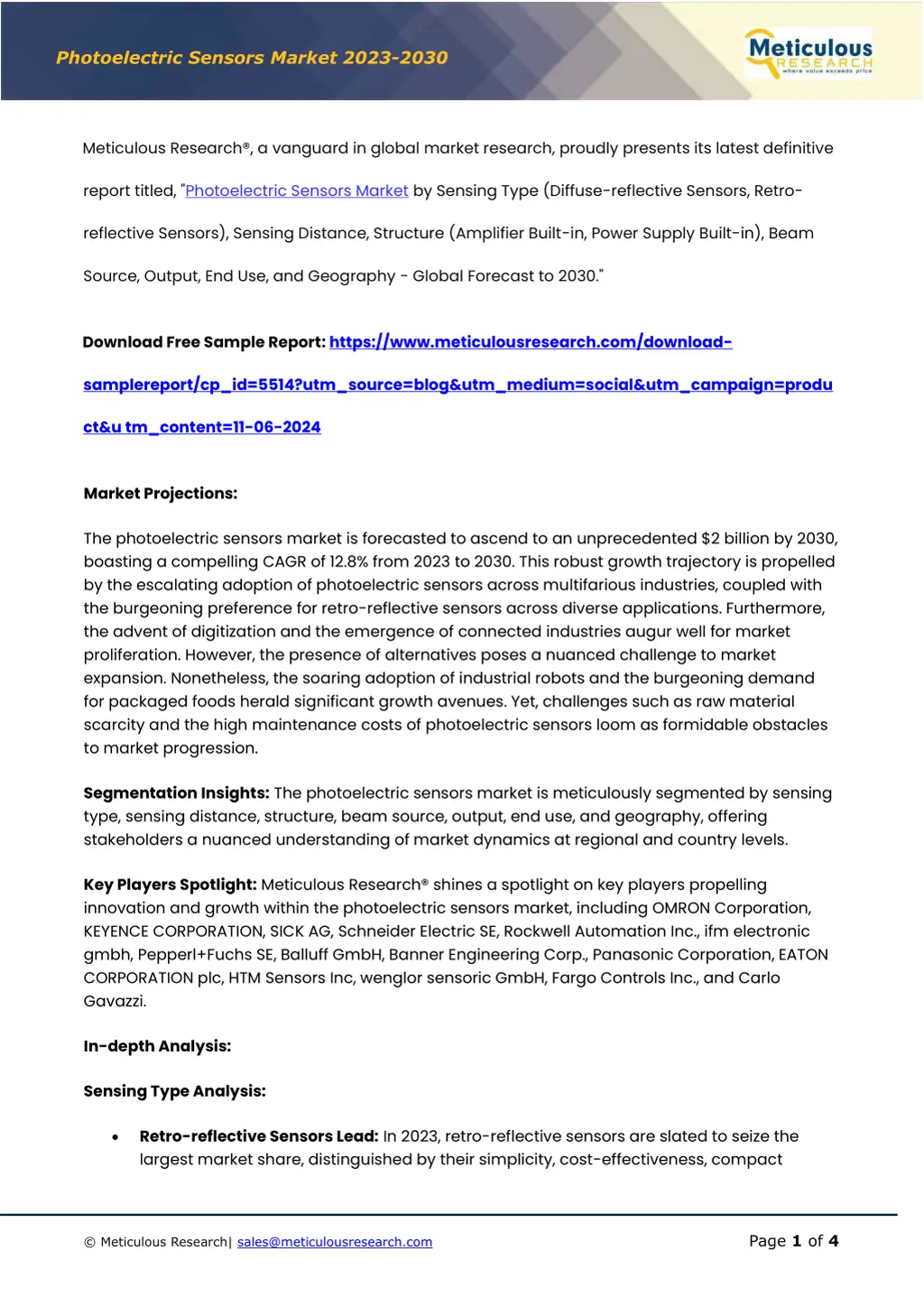 photoelectric sensors market 202 3 203 0