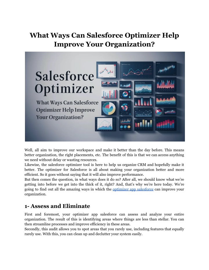 what ways can salesforce optimizer help improve