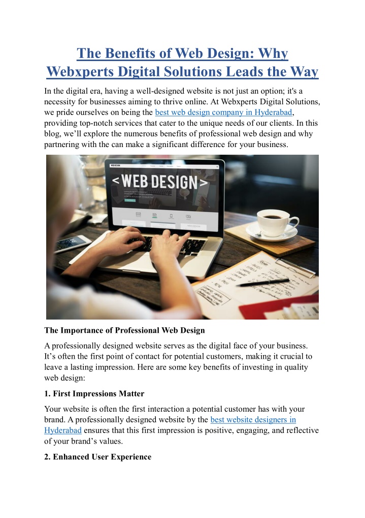 the benefits of web design why webxperts digital