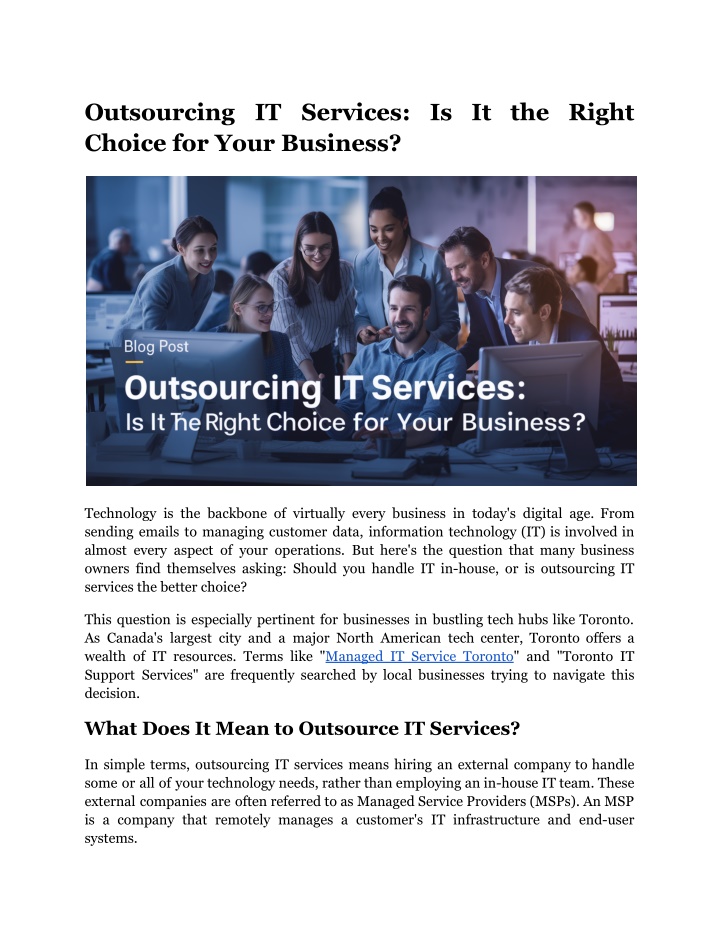 outsourcing it services is it the right choice