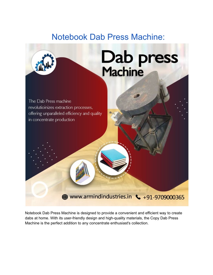 notebook dab press machine