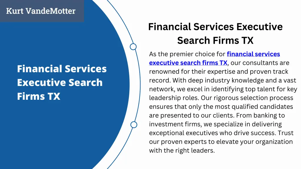 financial services executive search firms