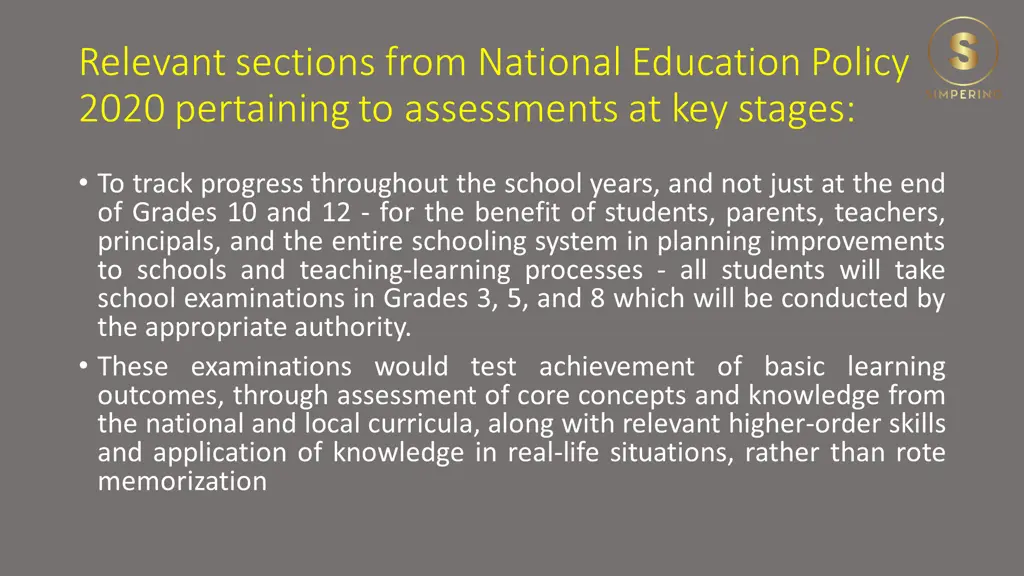 relevant sections from national education policy