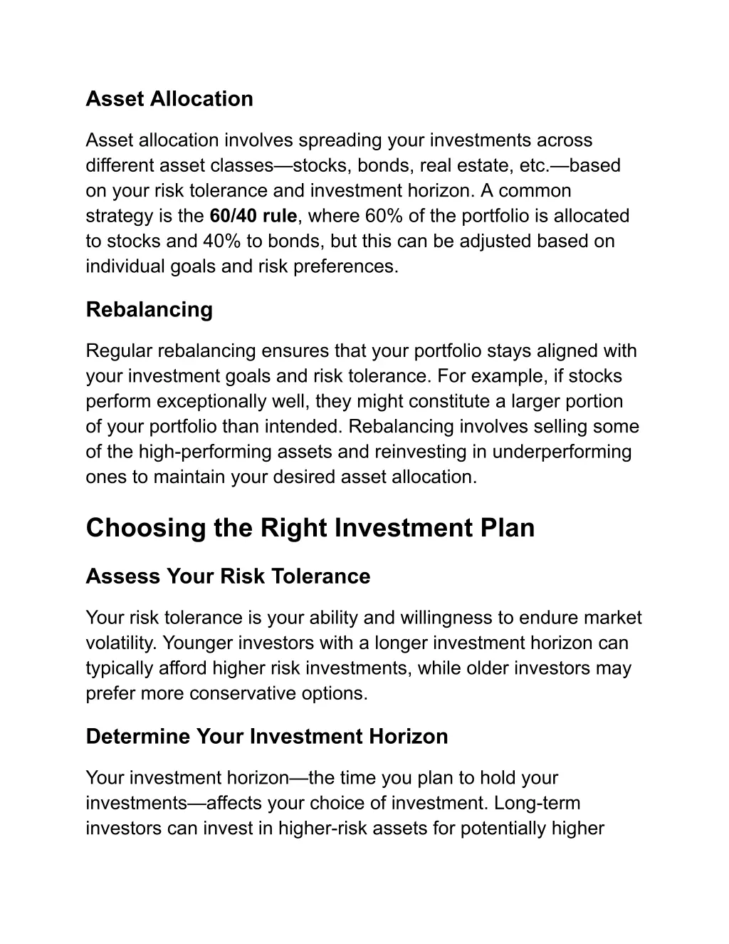 asset allocation