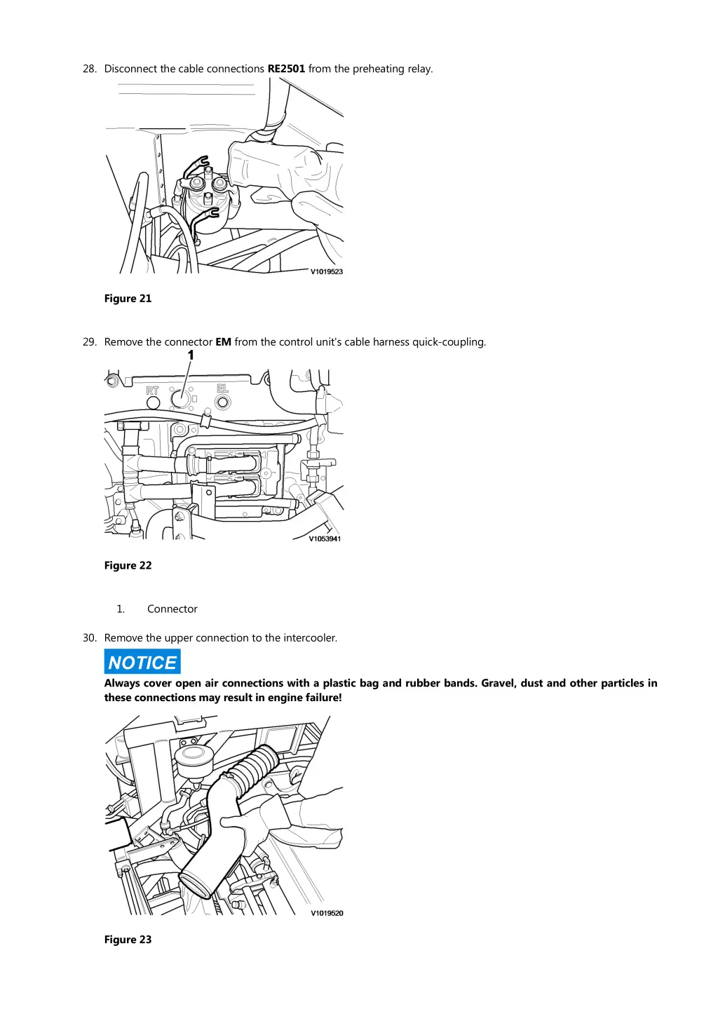 28 disconnect the cable connections re2501 from