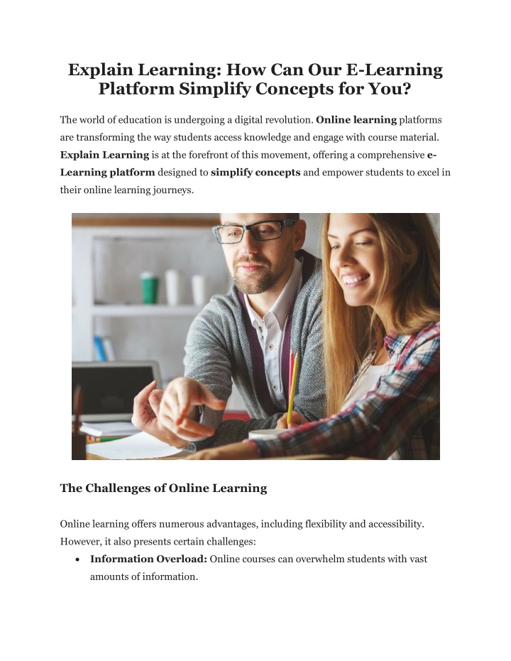 explain learning how can our e learning platform