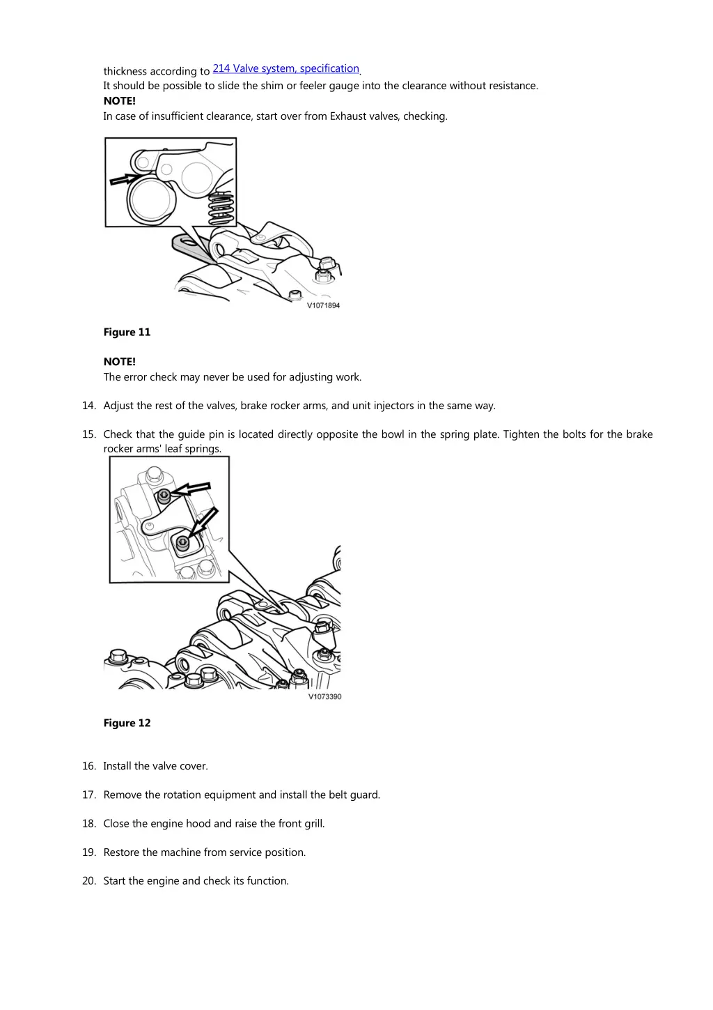 214 valve system specification