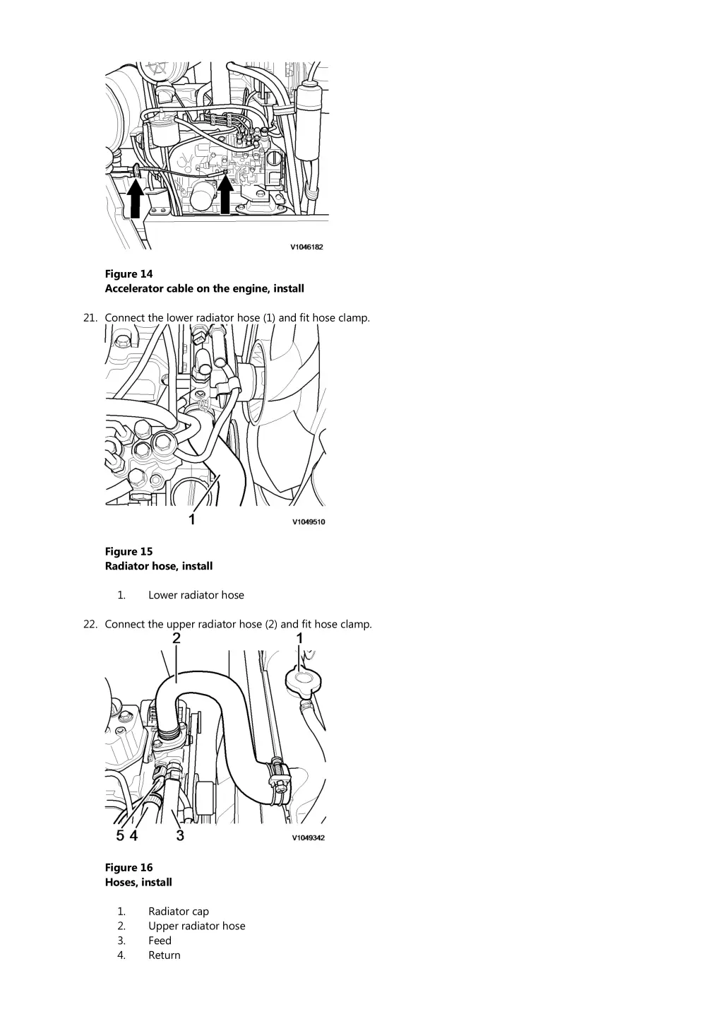 figure 14 accelerator cable on the engine install