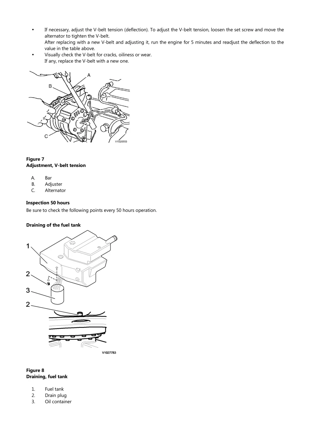 if necessary adjust the v belt tension deflection