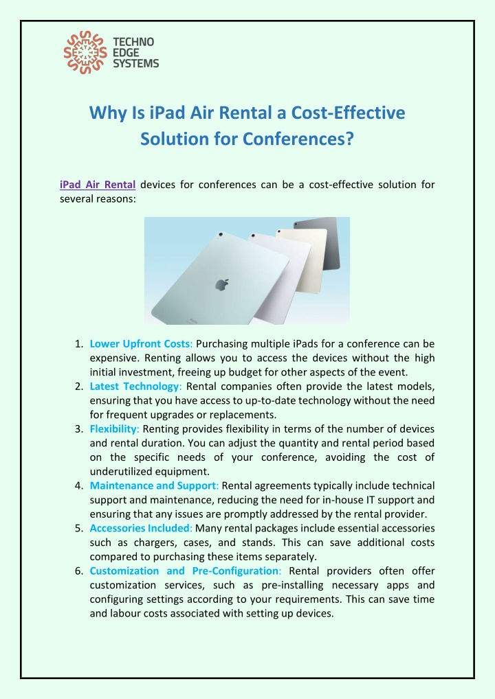 why is ipad air rental a cost effective solution