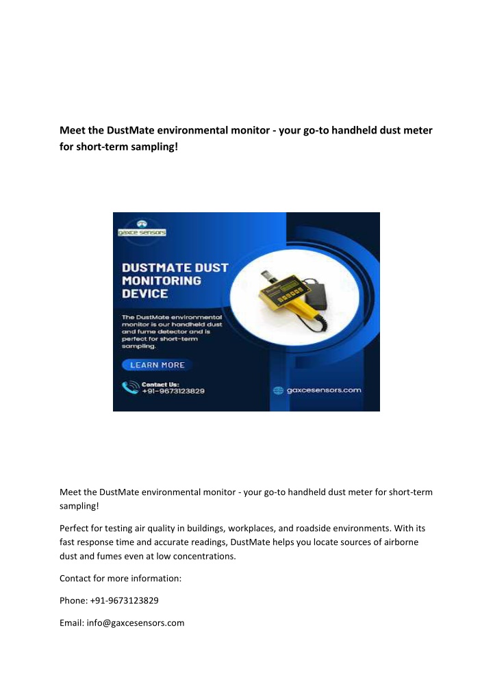 meet the dustmate environmental monitor your