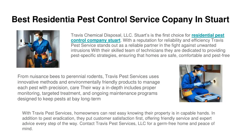 best residentia pest control service copany