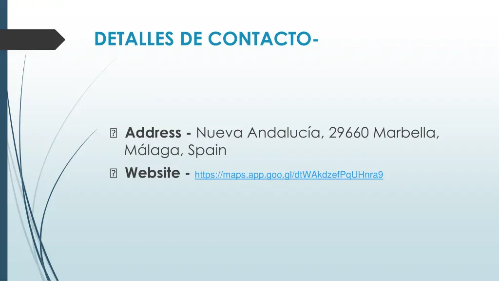 detalles de contacto