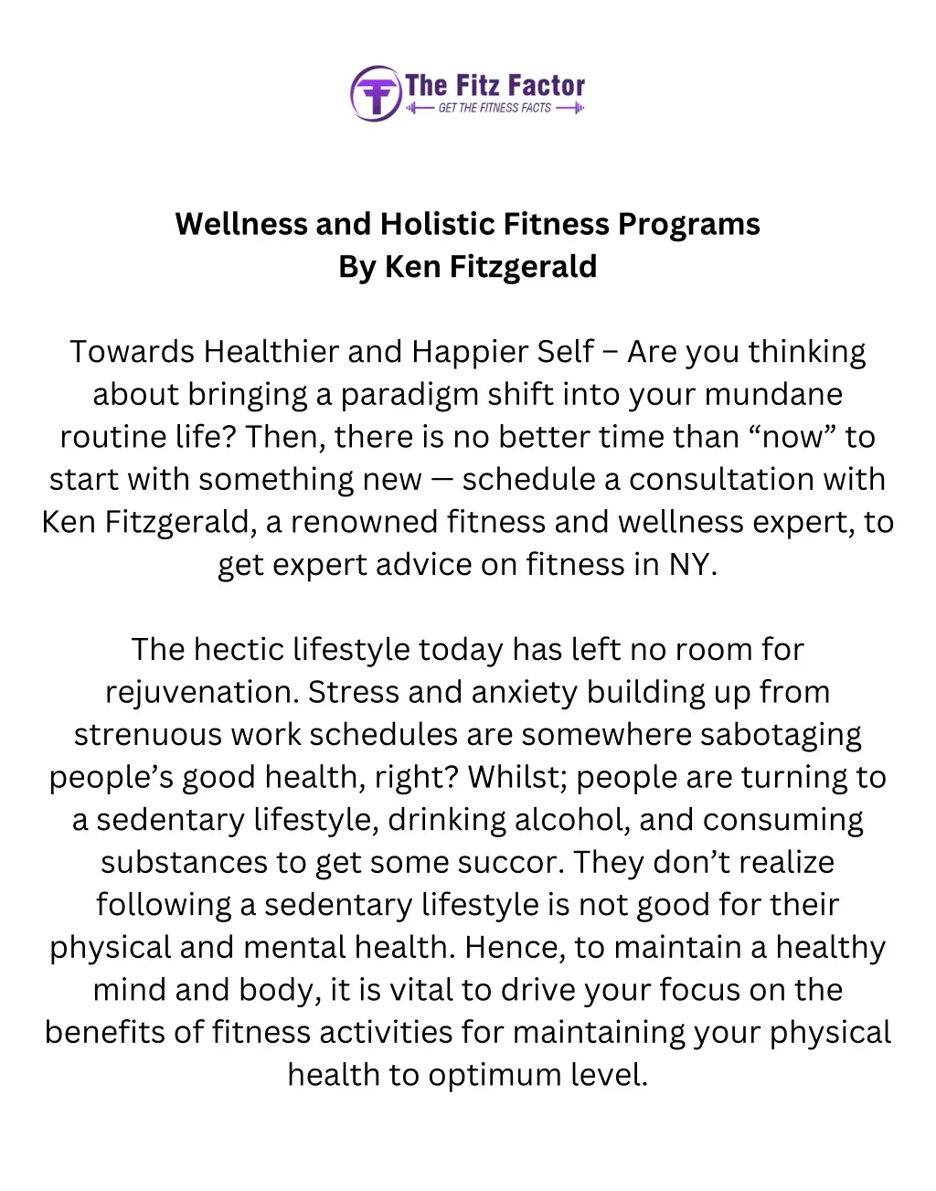 wellness and holistic fitness programs