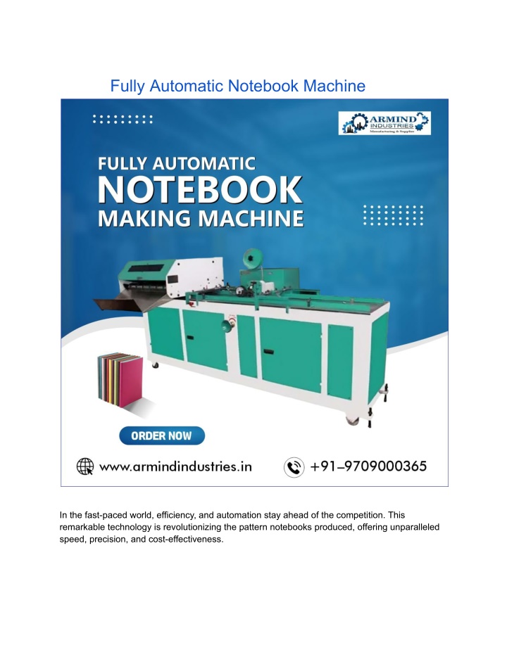 fully automatic notebook machine