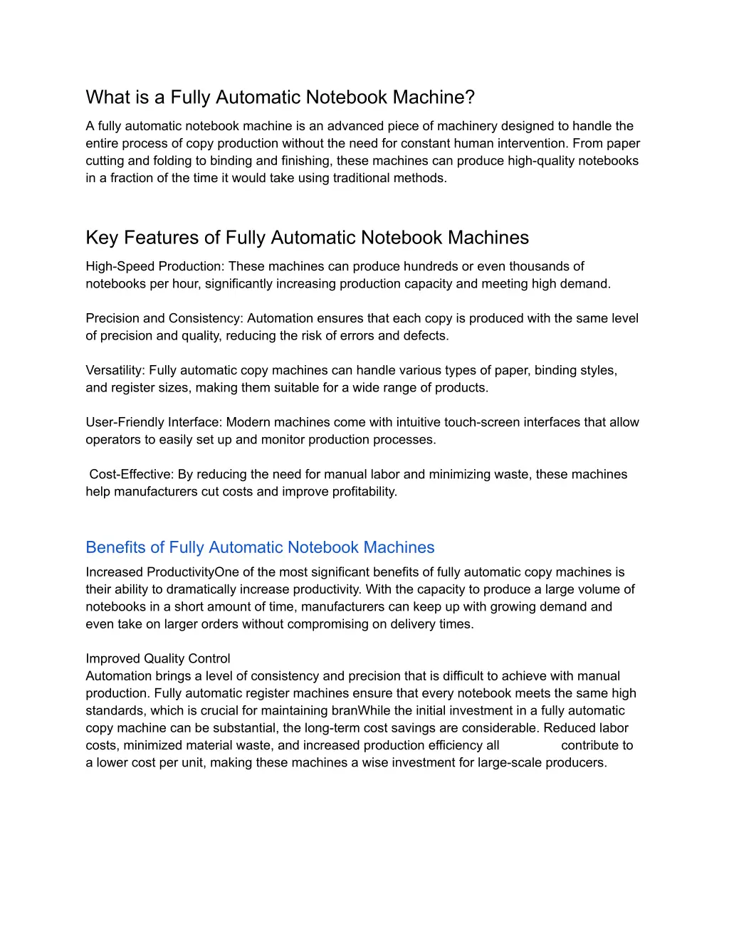 what is a fully automatic notebook machine