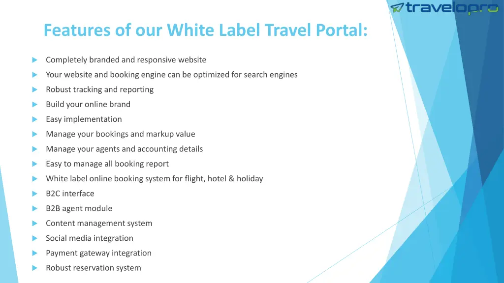 features of our white label travel portal