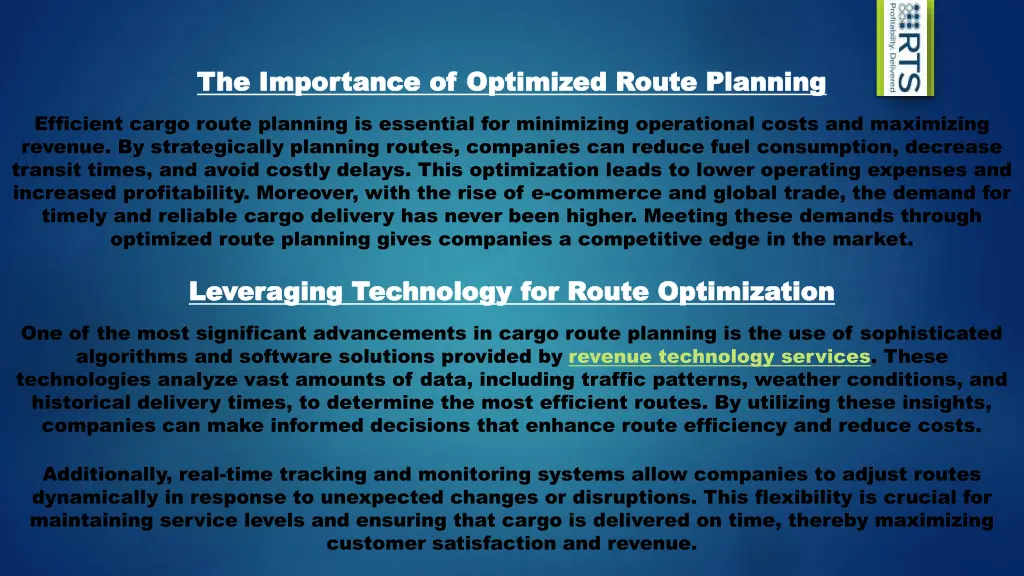 the importance of optimized route planning