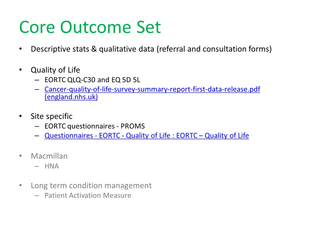 core outcome set