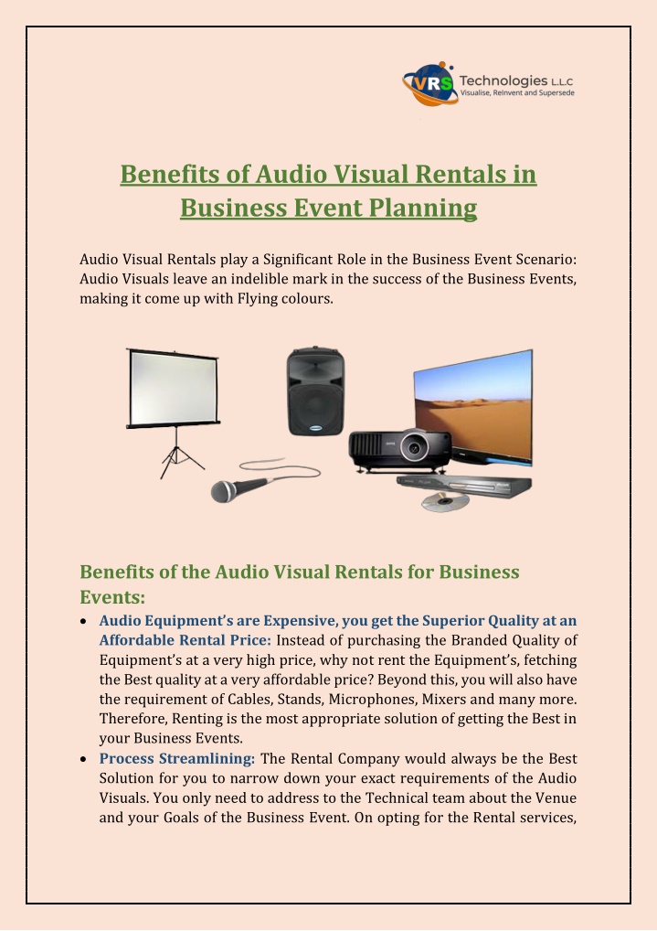 benefits of audio visual rentals in business