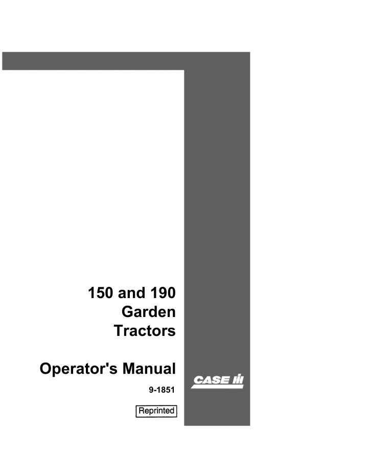 150 and 190 garden tractors