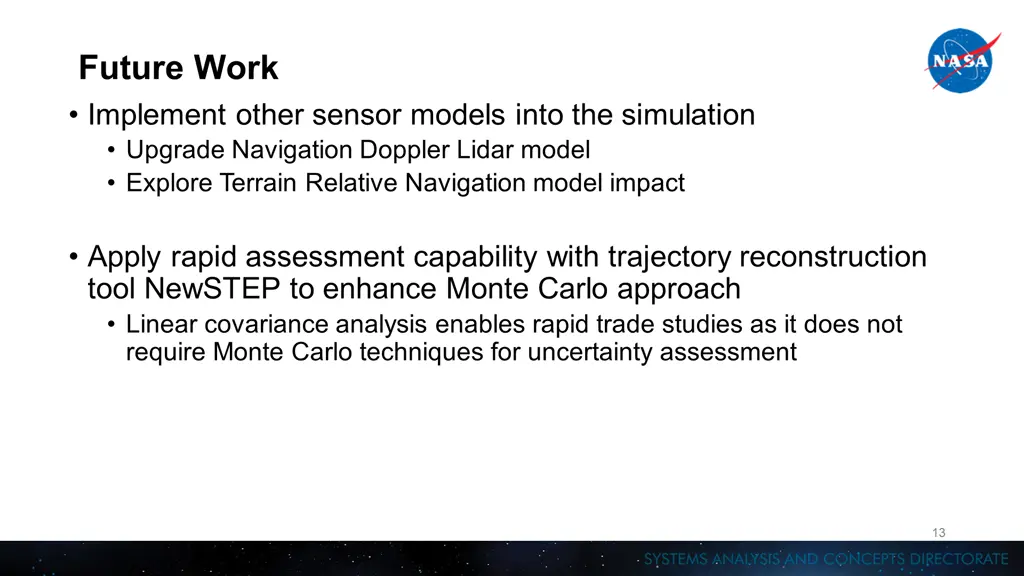 future work implement other sensor models into