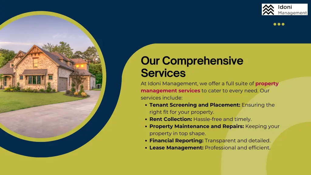 our comprehensive services at idoni management