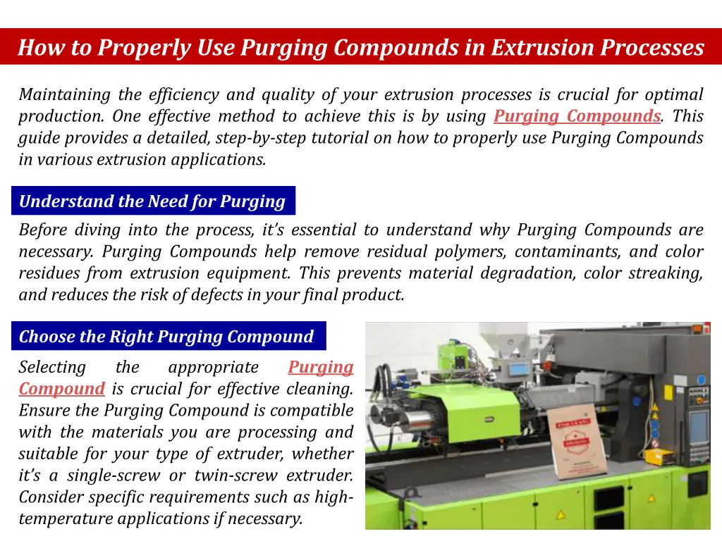 how to properly use purging compounds