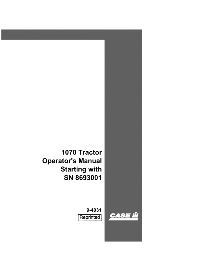 1070 tractor operator s manual starting with