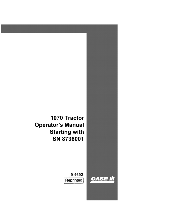 1070 tractor operator s manual starting with