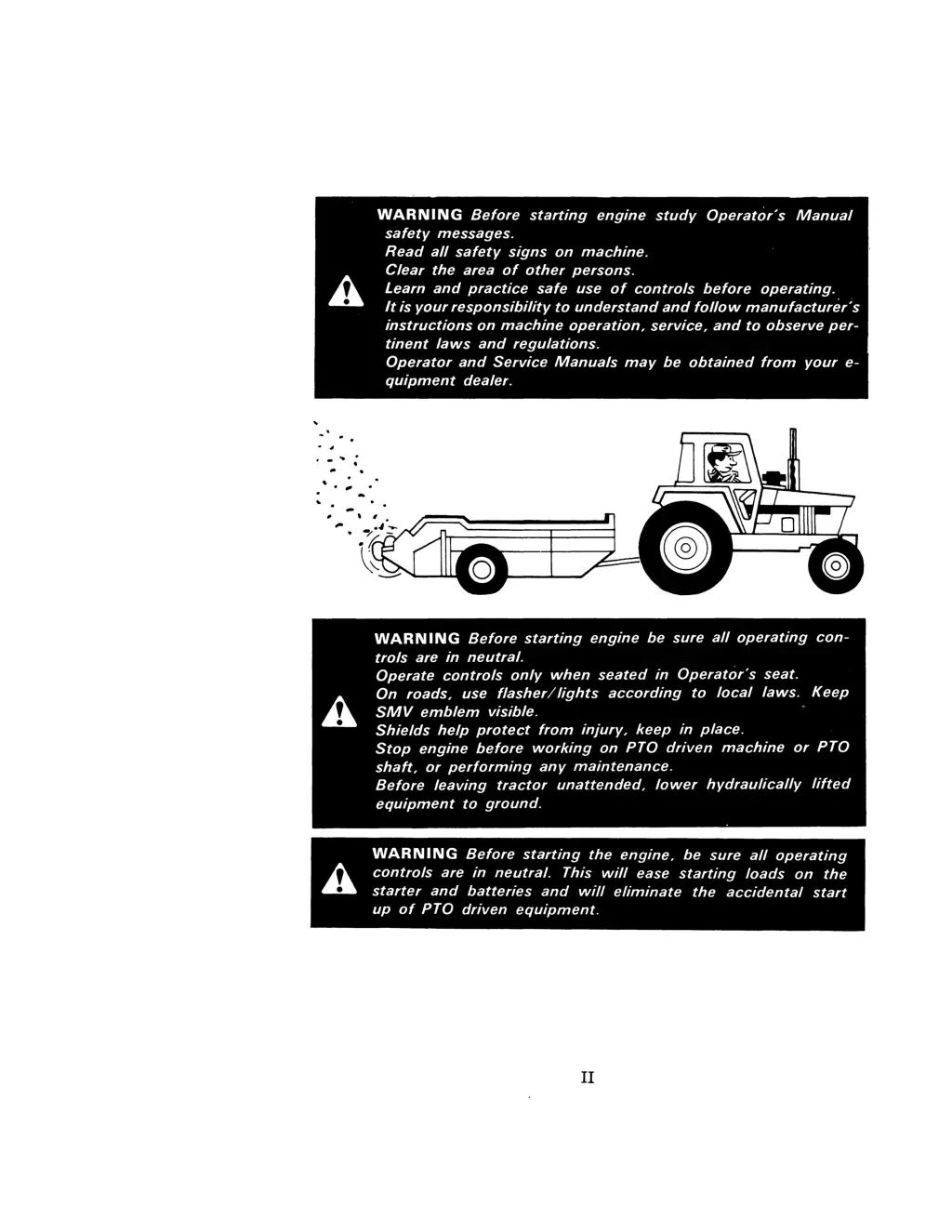 warning before starting engine study operator