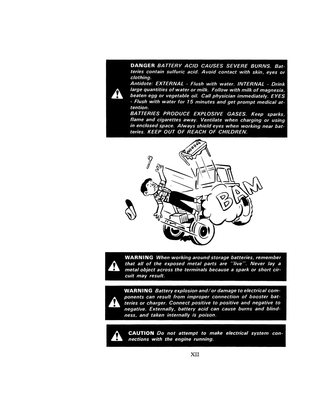 warning when working around storage batteries