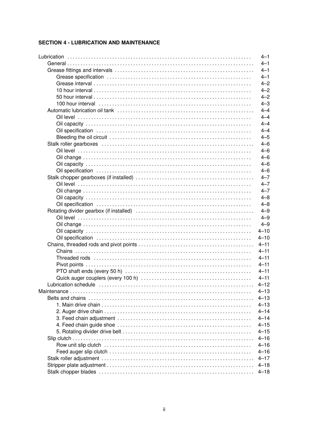 section 4 lubrication and maintenance