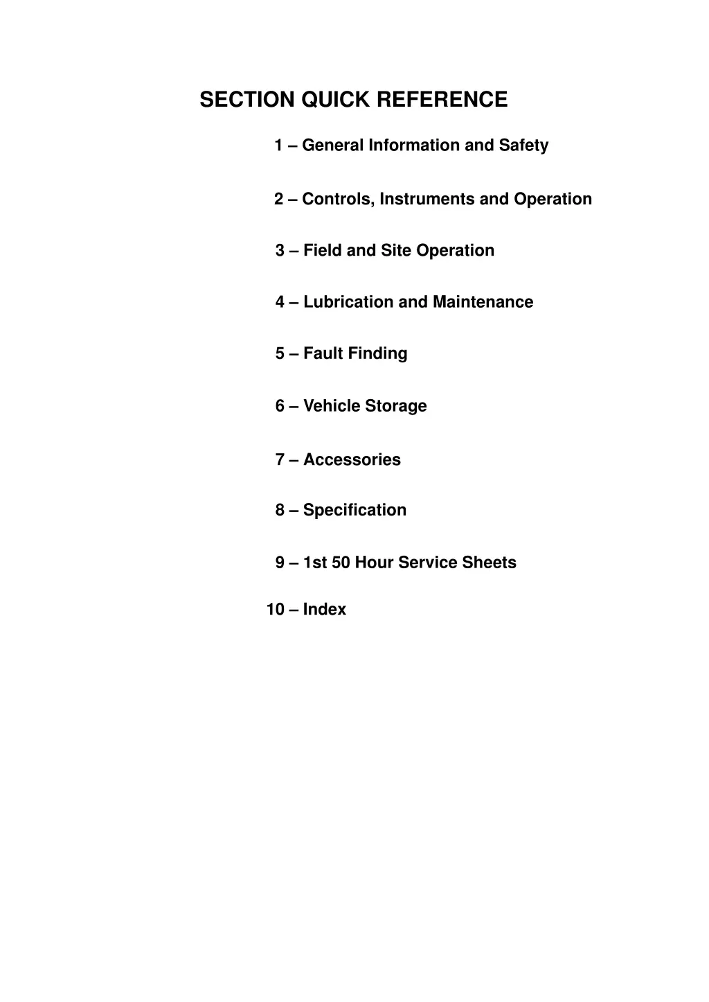 section quick reference